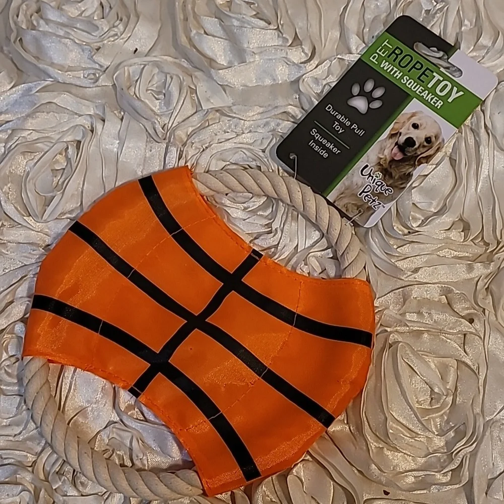 Dog Frisbee Toy Basketball Rope Toy With Squeaker New.
